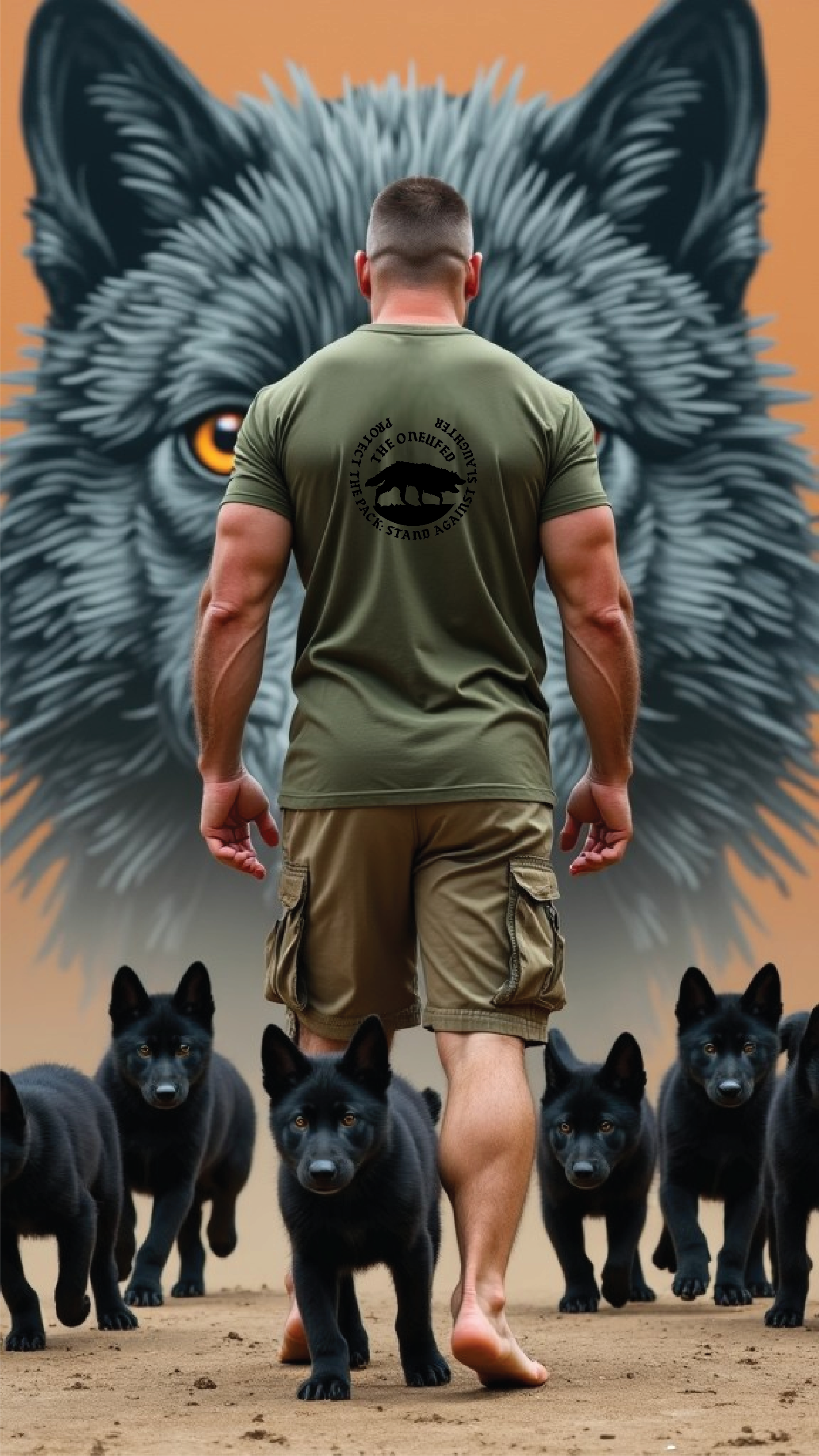 The One U Fed SPECIAL "Protect the Pack: Stand Against Slaughter." Mens Premium Tshirt $5 from each shirt is donated to Protecting the Wolves.